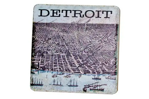 Vintage Detroit River Aerial Tile Coaster 1