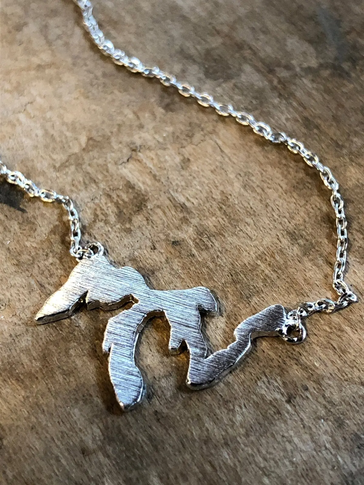 Michigan Great Lakes Dainty Necklace / Silver 1