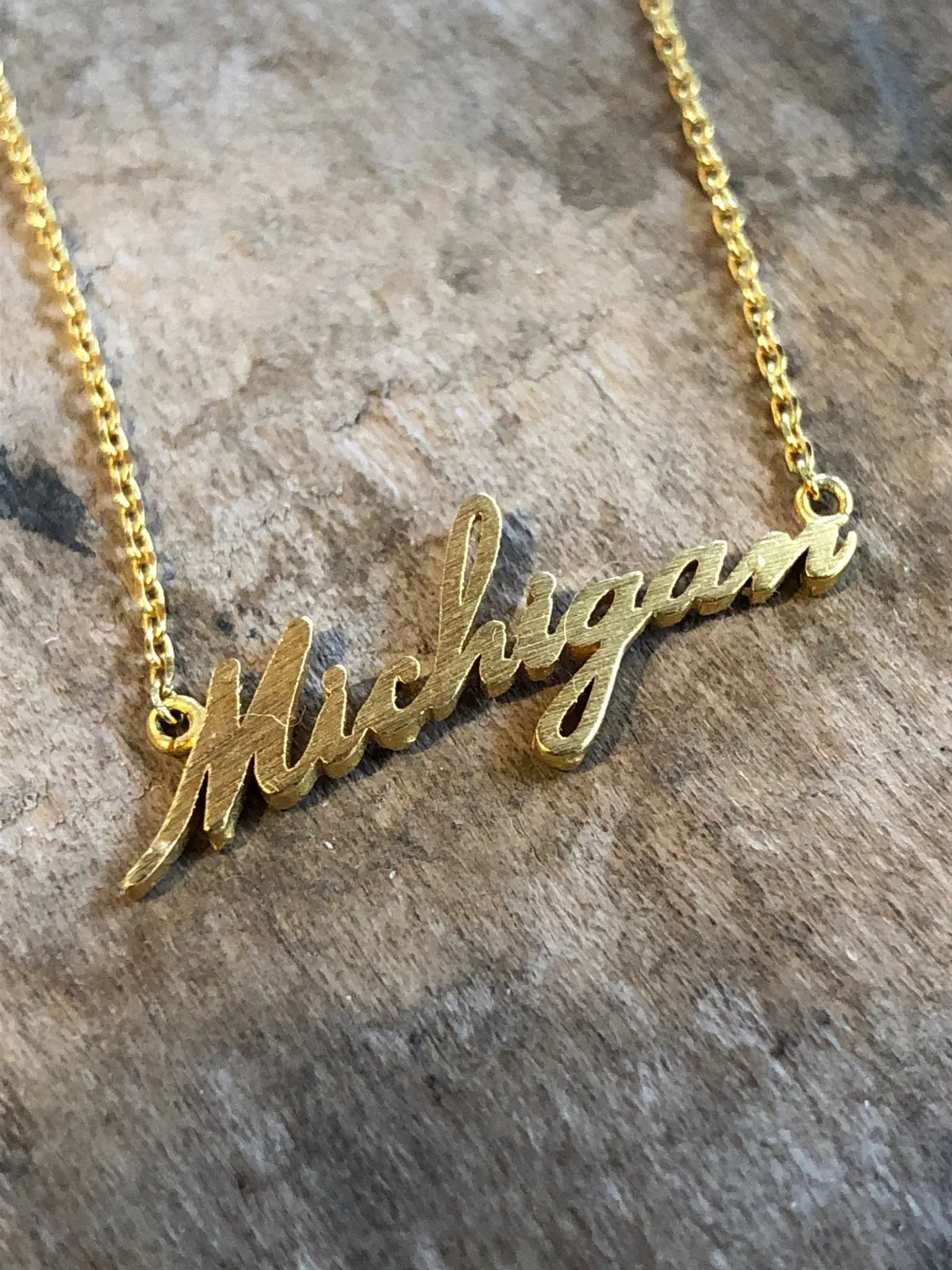 Michigan Script Dainty Necklace / Gold 1