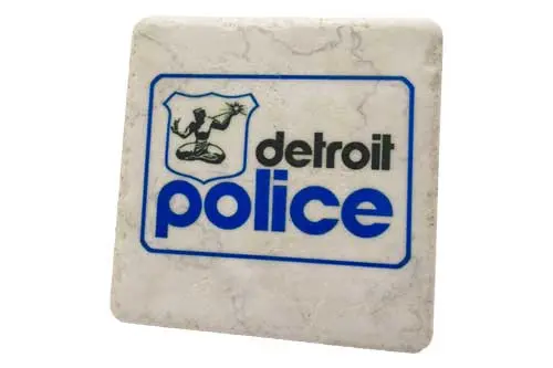 Detroit Police Vintage Logo Porcelain Tile Coaster 1