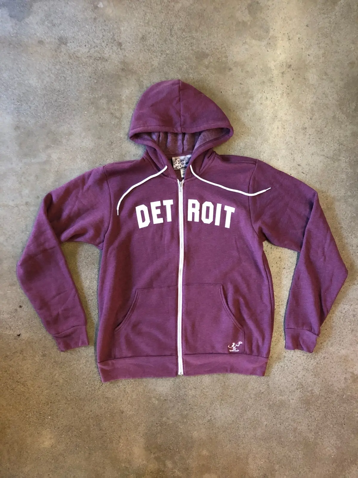 Detroit Classic Tri-Blend Zip Hoodie / White + Heather Maroon / Unisex 1