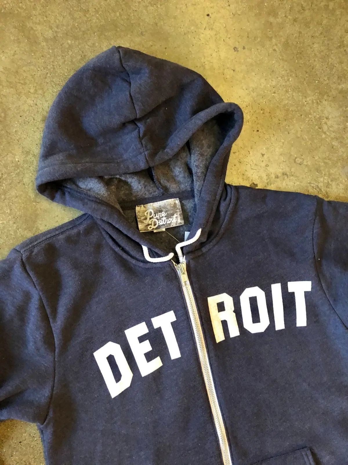 Detroit Classic Tri-Blend Zip Hoodie / White + Heather Navy / Unisex 1