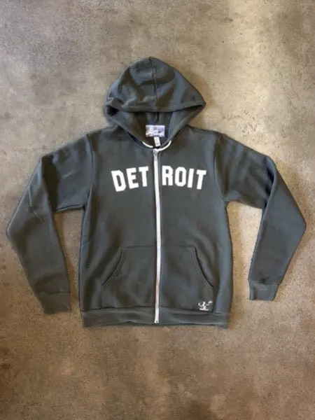 Detroit Classic Tri-Blend Zip Hoodie / White + Military Green / Unisex 1