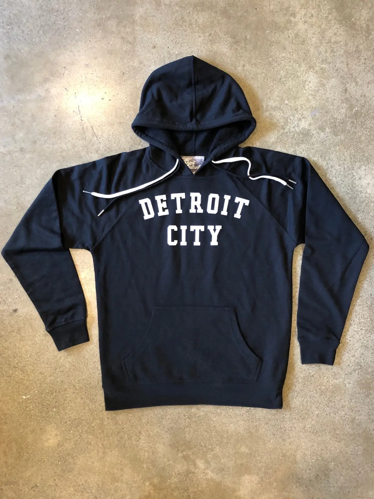 Detroit City Lightweight Hooded Pullover / White + Black / Unisex 1