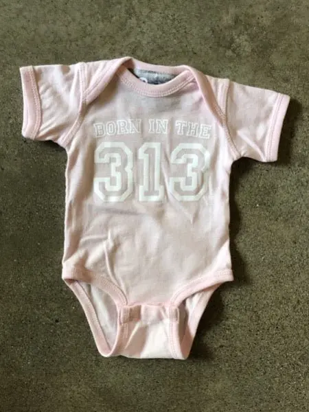 Born In The 313 Onesie / Light Pink / Baby 1