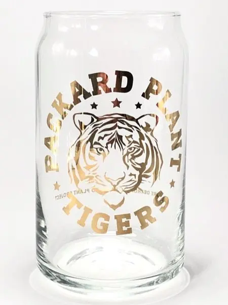 Packard Plant Tigers Gold Leaf 16 Oz Can Glass 1