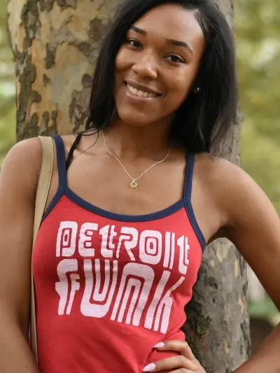 Detroit Funk Ringer Tank/ Red +  Navy / Women's 1