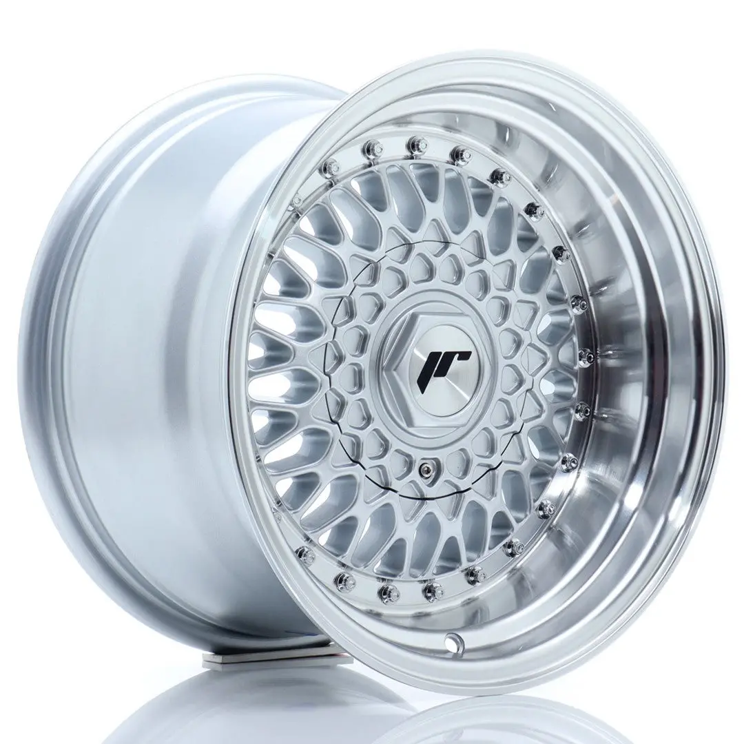 Japan Racing Jr9 15X9 Et10 4X100/4X108 Silver/Machined Lip Silver Rivets 1