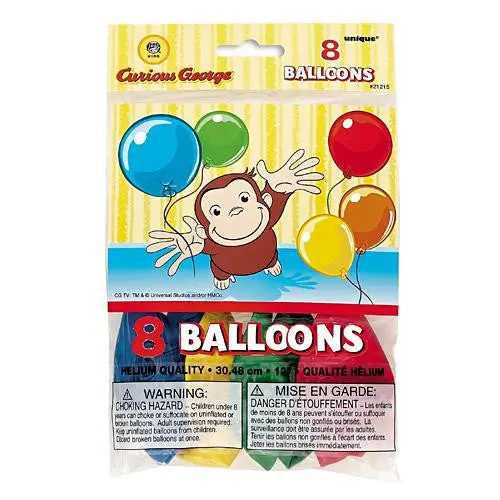 Curious George Latex Balloons (8 Per Pack) 1