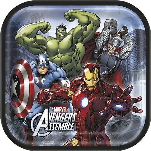 Marvel's Avengers 9 Inch Square Plates (8 Per Package) 1