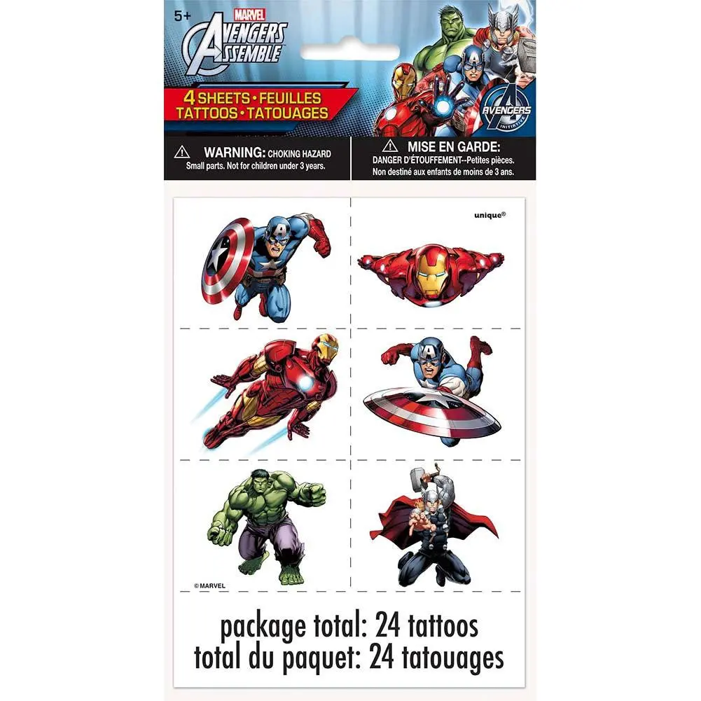 Marvel's Avengers Color Tattoo Sheets ( 4 Per Package) 1
