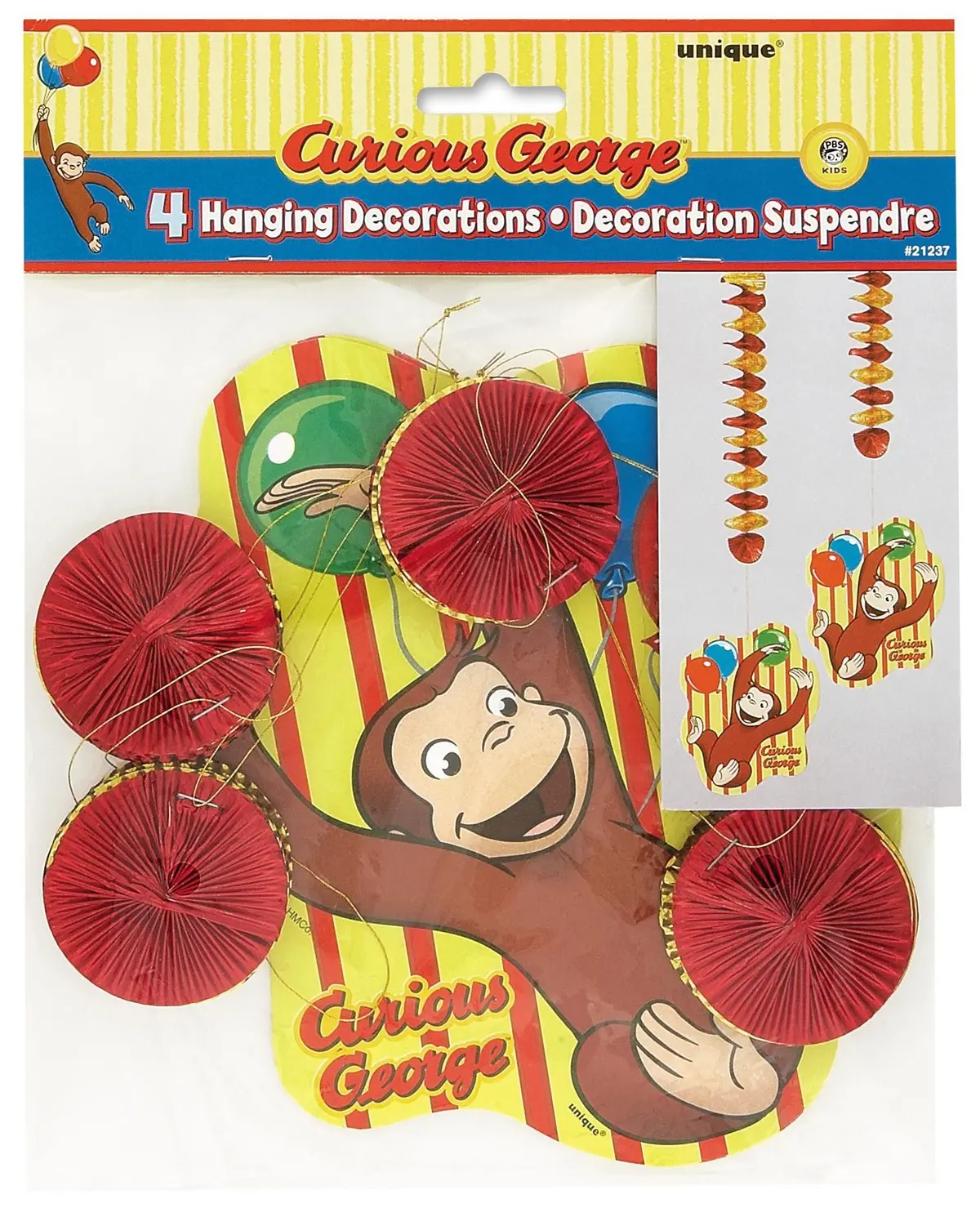 Curious George Hanging Decorations (4 Per Pack) 1
