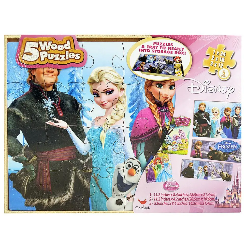 Disney Frozen Wood Puzzles In Tray - 5 Puzzles 1