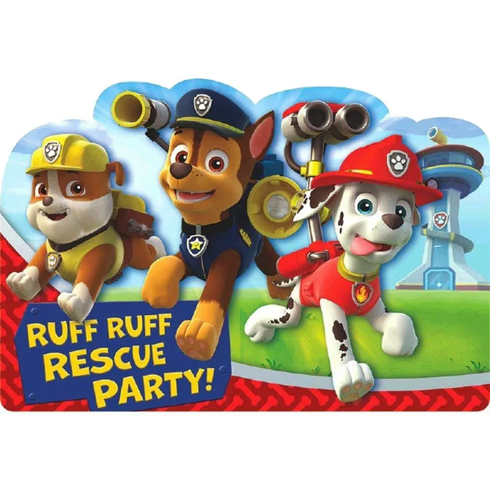 Paw Patrol Postcard Invitations (8 Per Pack) 1