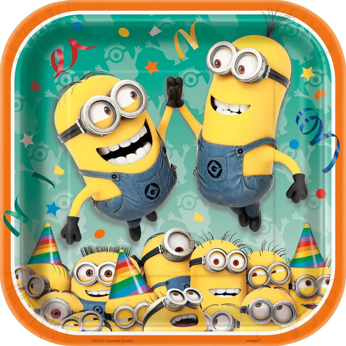The Minions 9 Inch Square Plates (8 Per Pack) 1