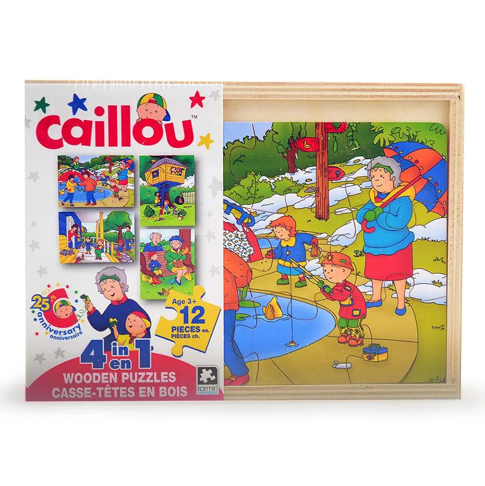 Caillou 4 In 1 Wooden Puzzles (12 Pieces Each - Assorted Puzzle Images) 1
