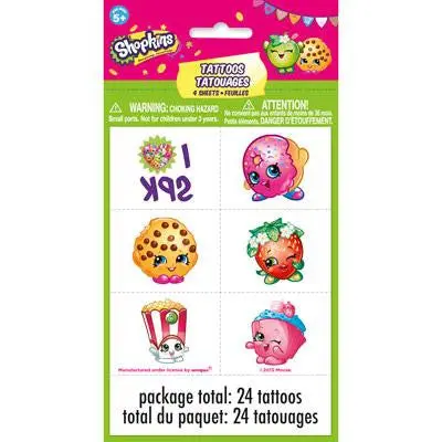 Shopkins Temporary Tattoo Sheets (4 Per Pack) 1