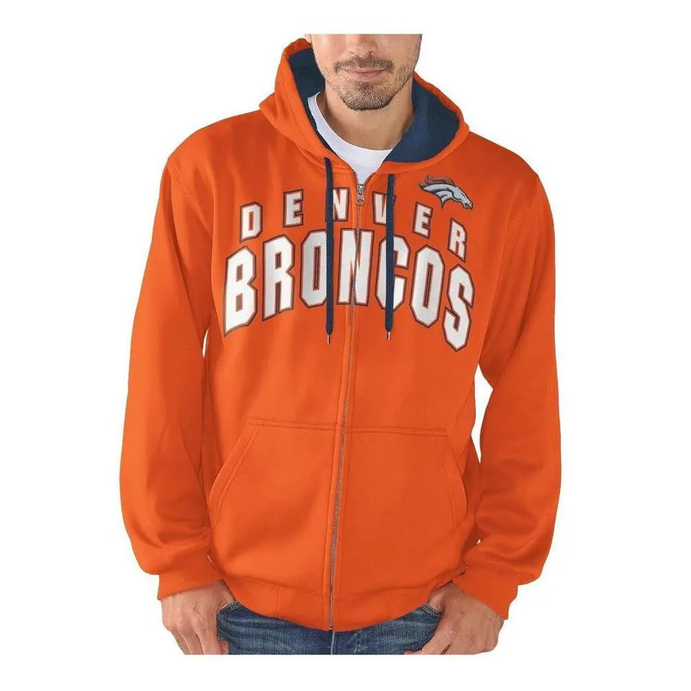 Nfl Denver Broncos Full Zip Hooded Fleece Sweatshirt (Men's Medium) 1