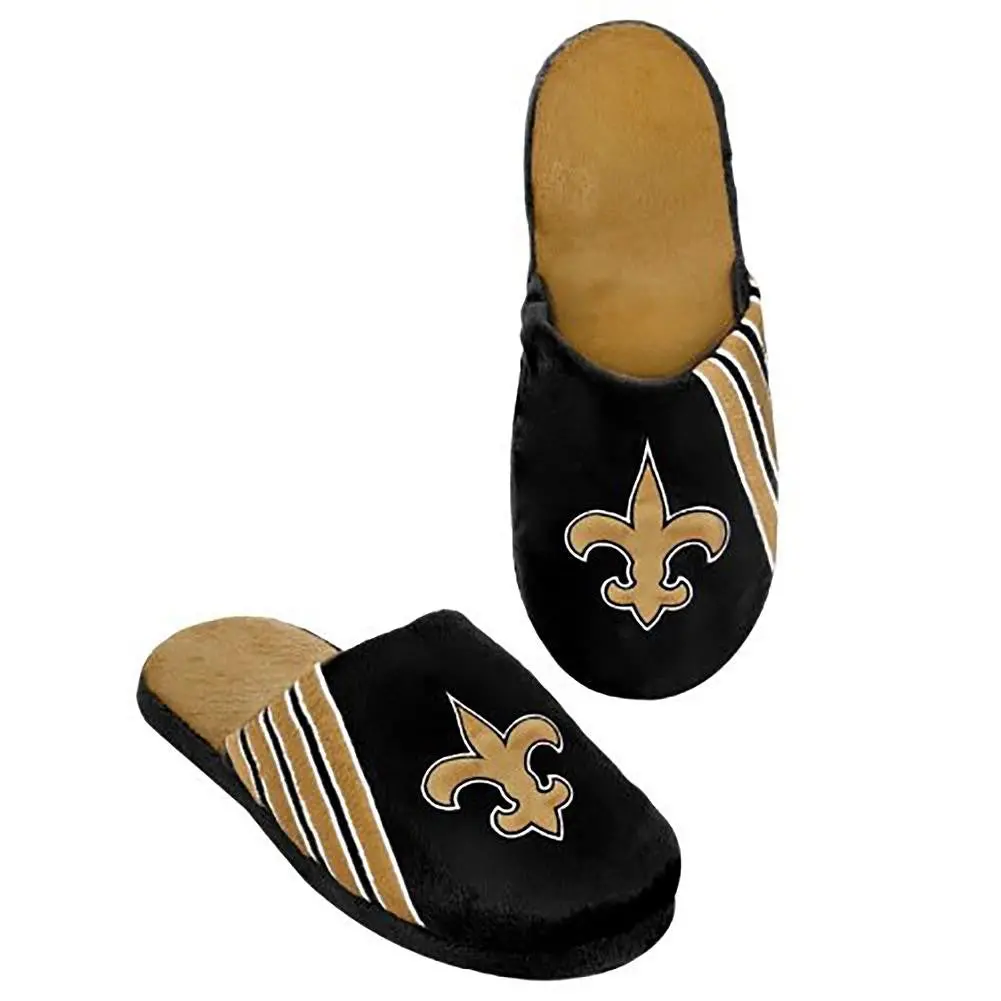 Nfl New Orleans Saints Stripe Logo Slippers (Men's X-Large - Size 13-14 Us) 1