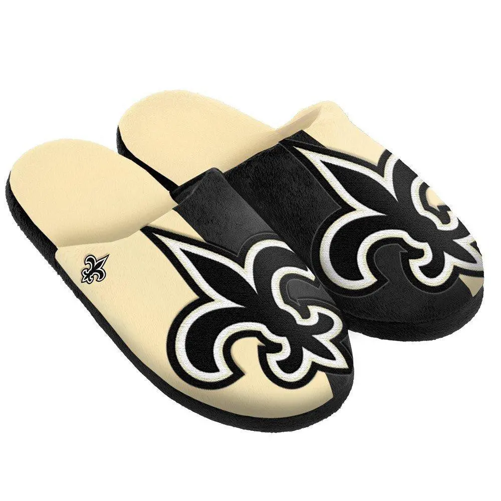Nfl New Orleans Saints Big Logo Slippers (Men's Large - 11-12 Us) 1