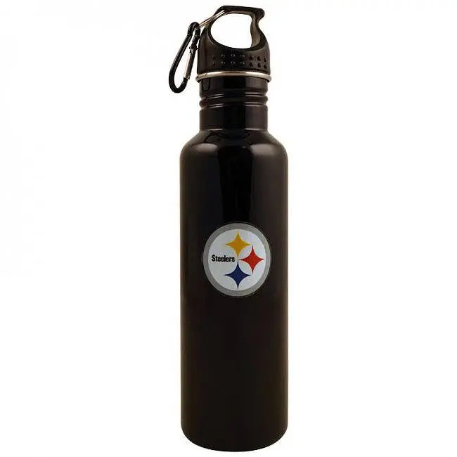 Nfl Pittsburgh Steelers Stainless Steel Black Water Bottle - 26 Oz (770 Ml) 1