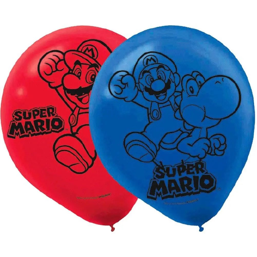 Super Mario Brothers Printed Latex Balloons (6 Pack) 1