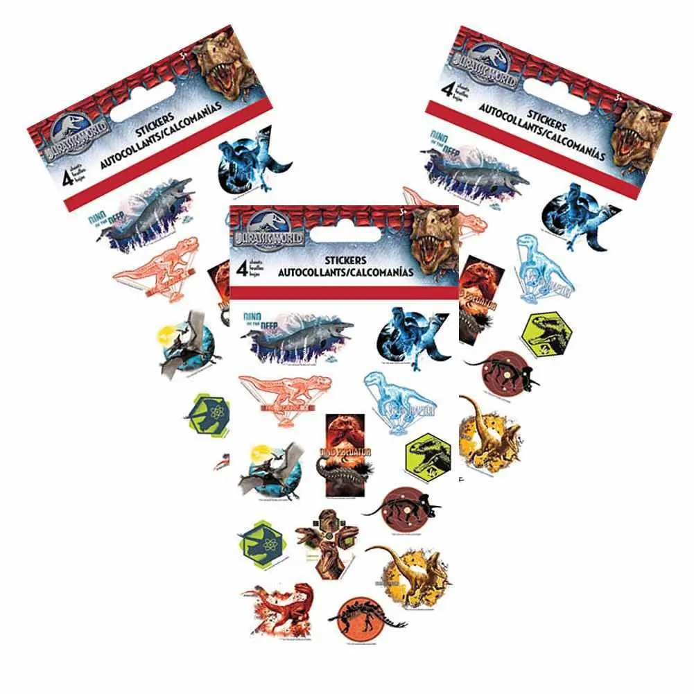 Jurassic World Stickers (3 Packs Of 4 Sheets Ea) 1