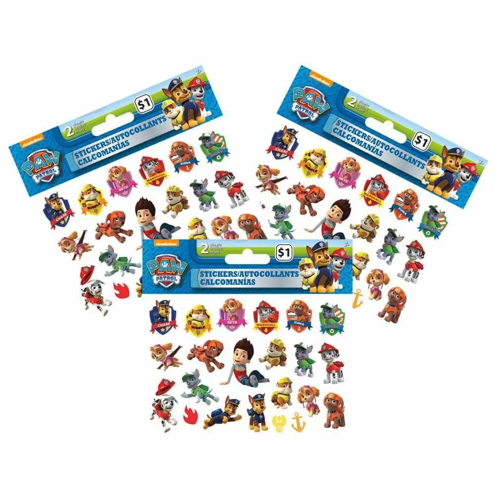 Paw Patrol Mini Stickers (3 Packages Of 2 Sheets Each) 1