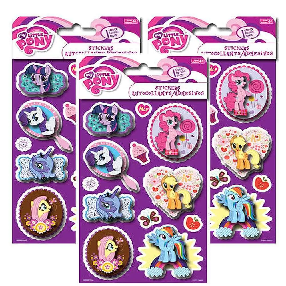 My Little Pony Sticker Set (3 Packs Of 1 Sheet Ea) 1
