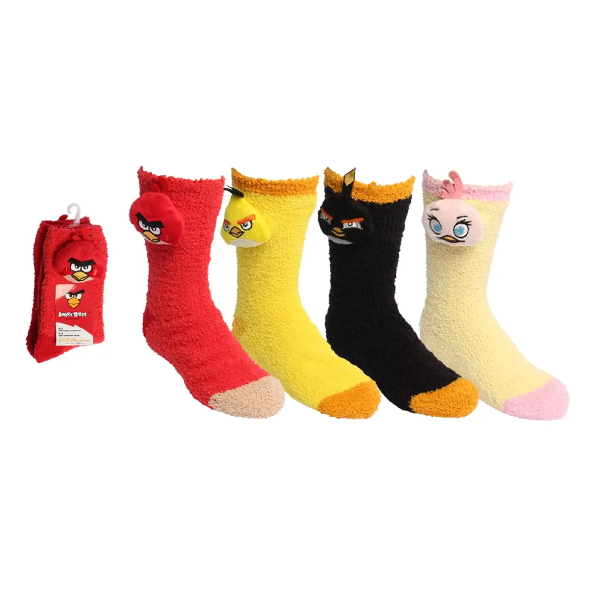Angry Birds Ladies Travel Socks 'Softee' (4 Styles In Pack - 9-11 Sock Size And 6-10 Shoe Size) 1