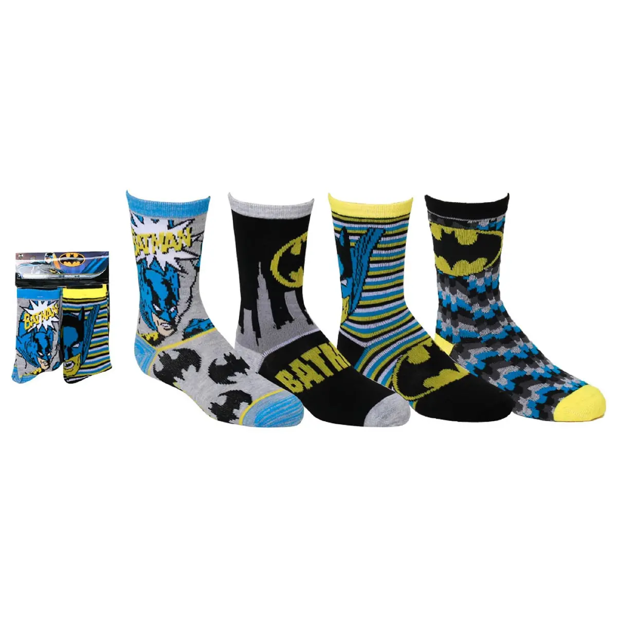 Batman Boys Socks (4 Pack - For Shoe Size 5-10  Sock Size 4-6) 1