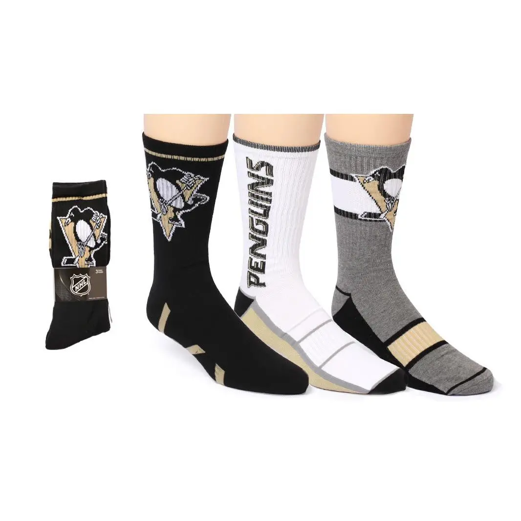 Nhl Pittsburgh Penguins Crew Socks - 3 Pack 1
