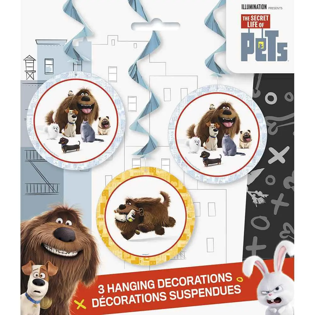 The Secret Life Of Pets Hanging Swirl Party Decorations (3 Per Pack) 1