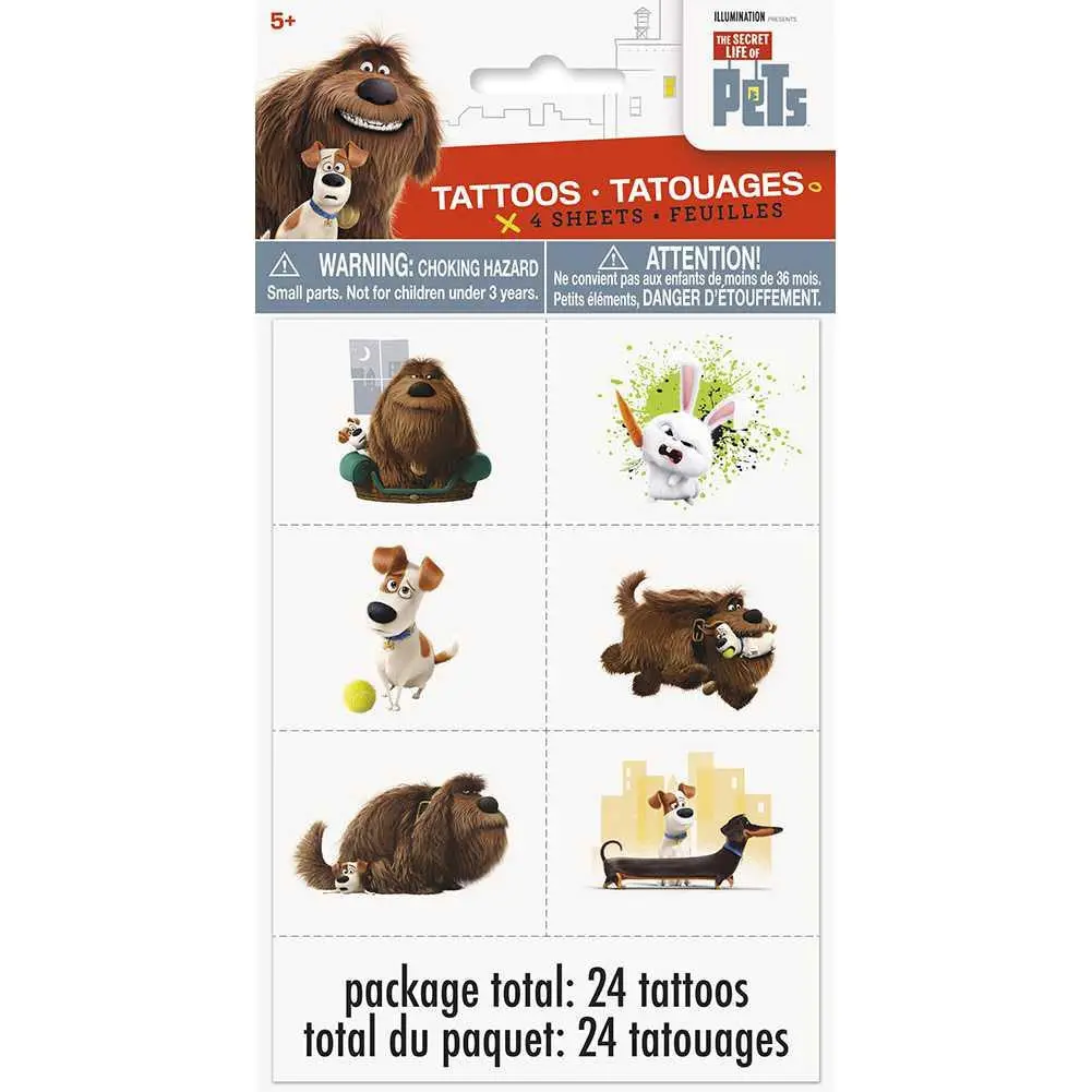 The Secret Life Of Pets Temporary Tattoo Sheets (4 Per Pack) 1