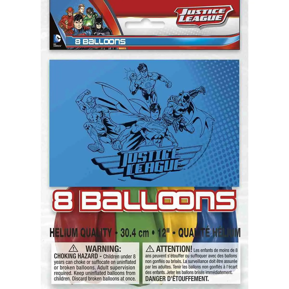 Justice League Latex Balloons (8 Per Pack) 1