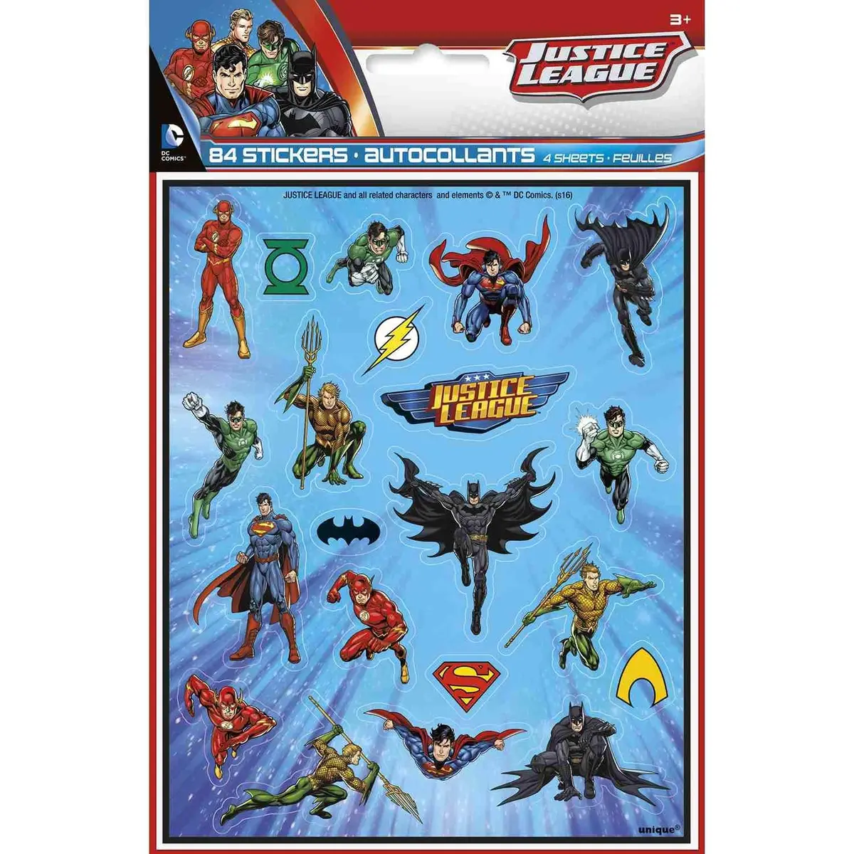 Justice League Sticker Sheets (4 Per Pack) 1