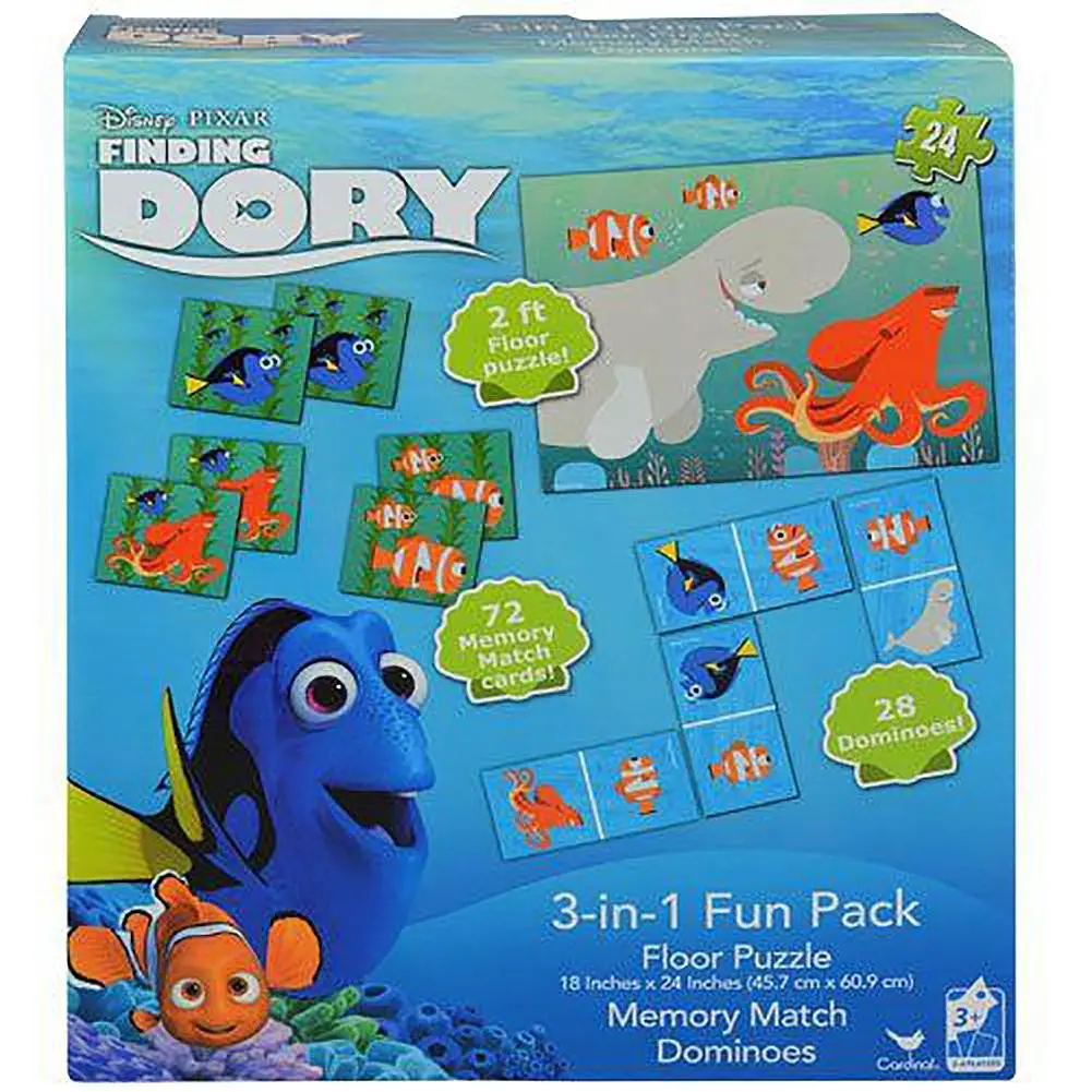 Finding Dory 3 In 1 Fun Pack (Floor Puzzle  Memory Match And Dominoes) 1