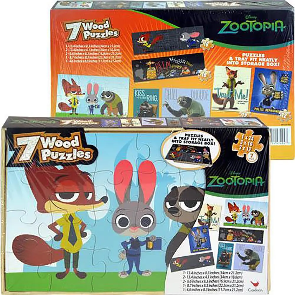 Zootopia 7 Pack Puzzles In Wooden Storage Box 1