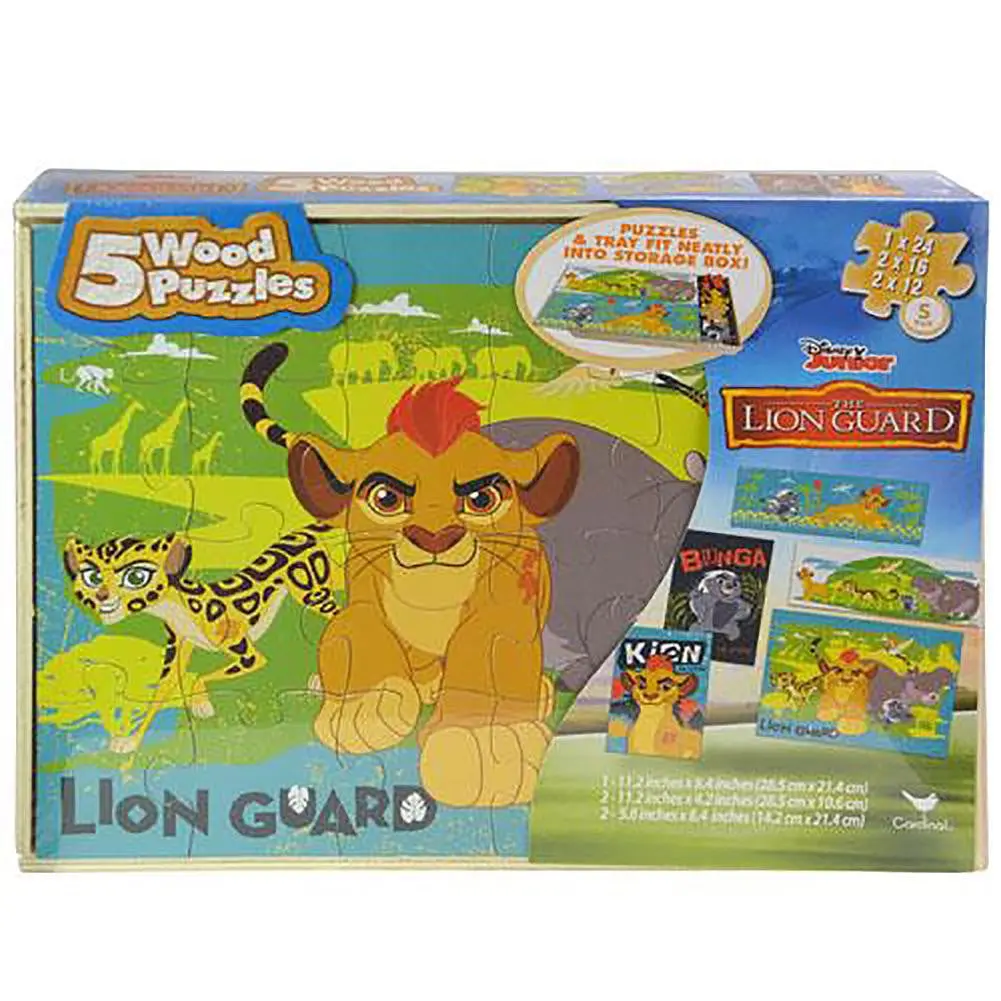 The Lion Guard 5 Pack Puzzles In Wooden Storage Box 1