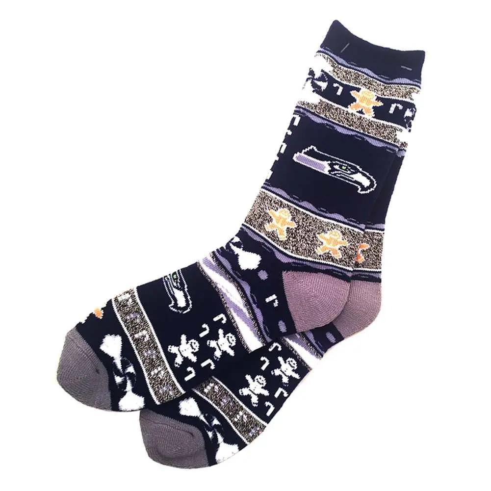 Nfl Seattle Seahawks Ugly Xmas Socks (Men's Large) 1
