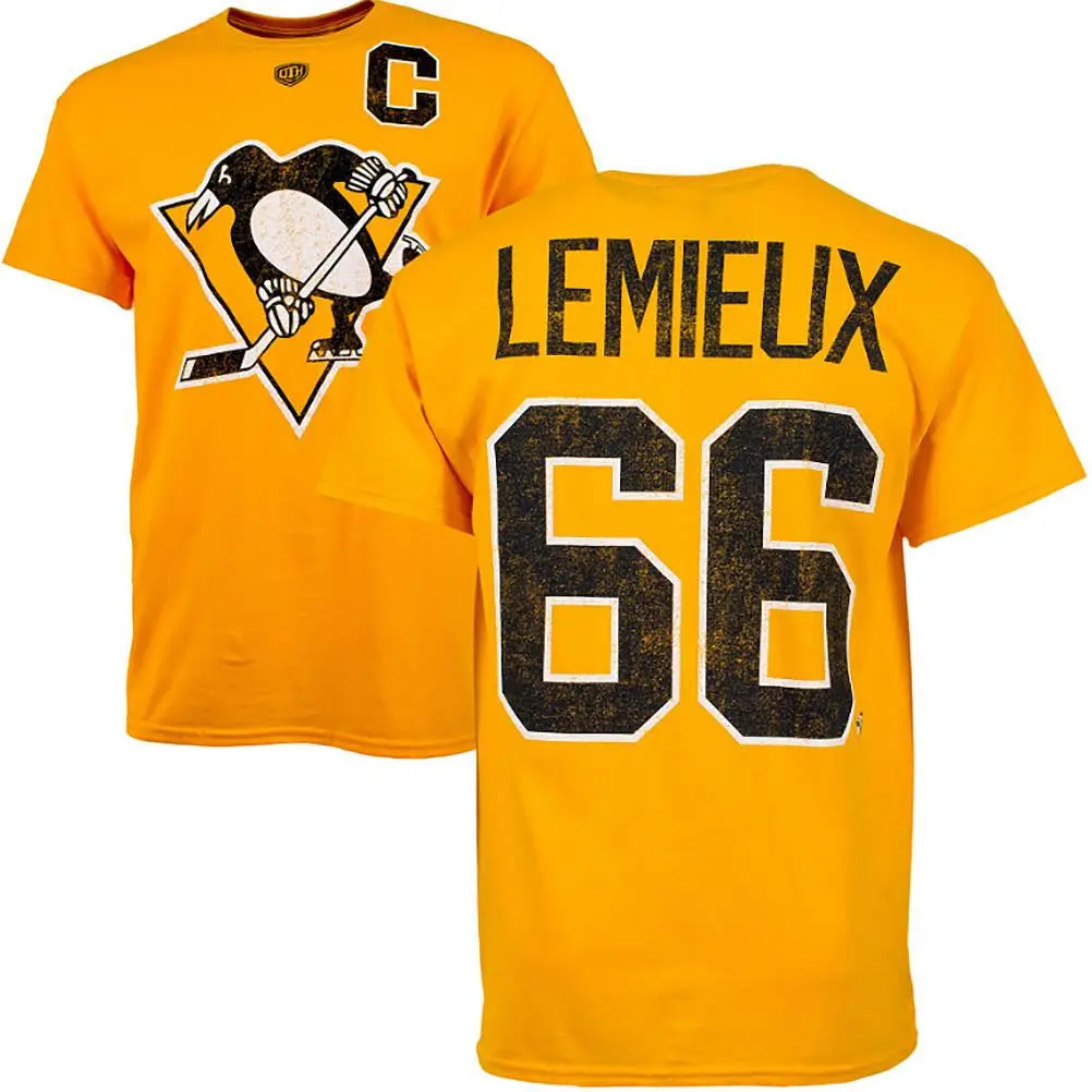 Nhl Pittsburgh Penguins Mario Lemieux Vintage Alumni T-Shirt (Gold) - Large 1