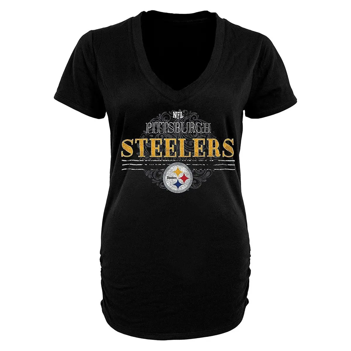 Nfl Pittsburgh Steelers Women's Charm V-Neck Tri-Blend T-Shirt - Large 1