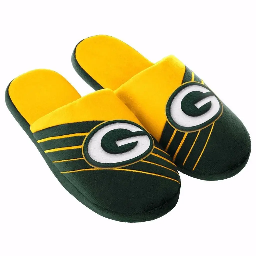 Nfl Green Bay Packers Stripe Slippers (Men's L - 11-12 Us) 1