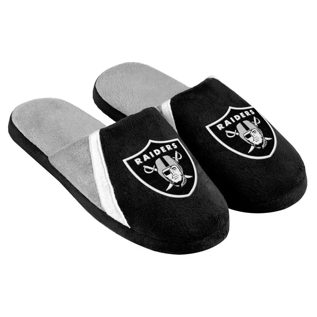 Nfl Oakland Raiders Big Stripe Slippers (Men's L - 11-12 Us) 1