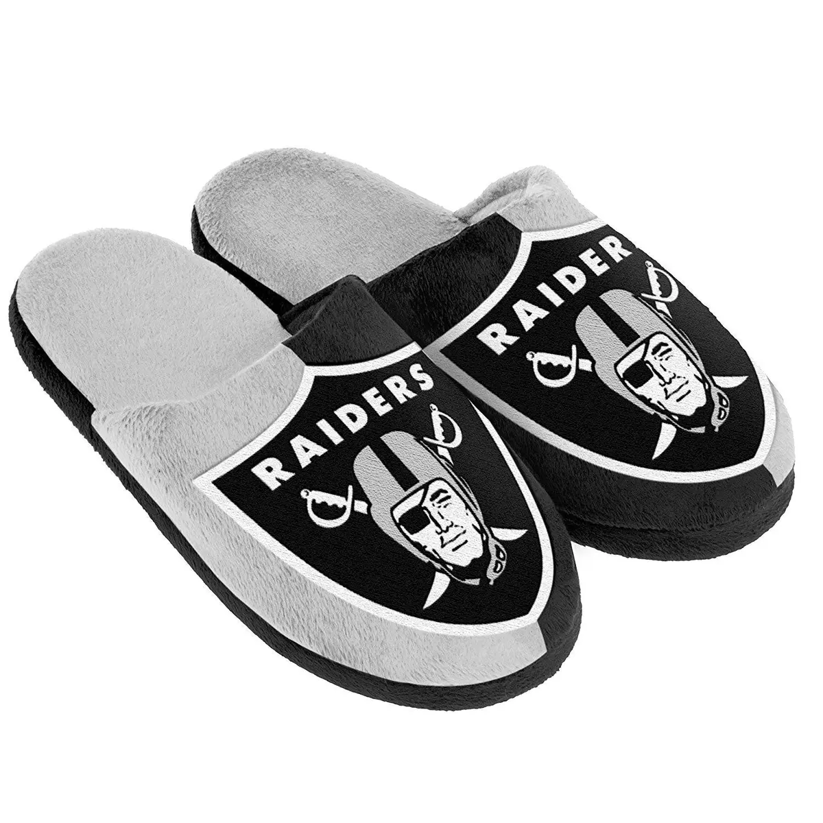 Nfl Oakland Raiders Big Logo Slippers (Men's M - 9-10 Us) 1