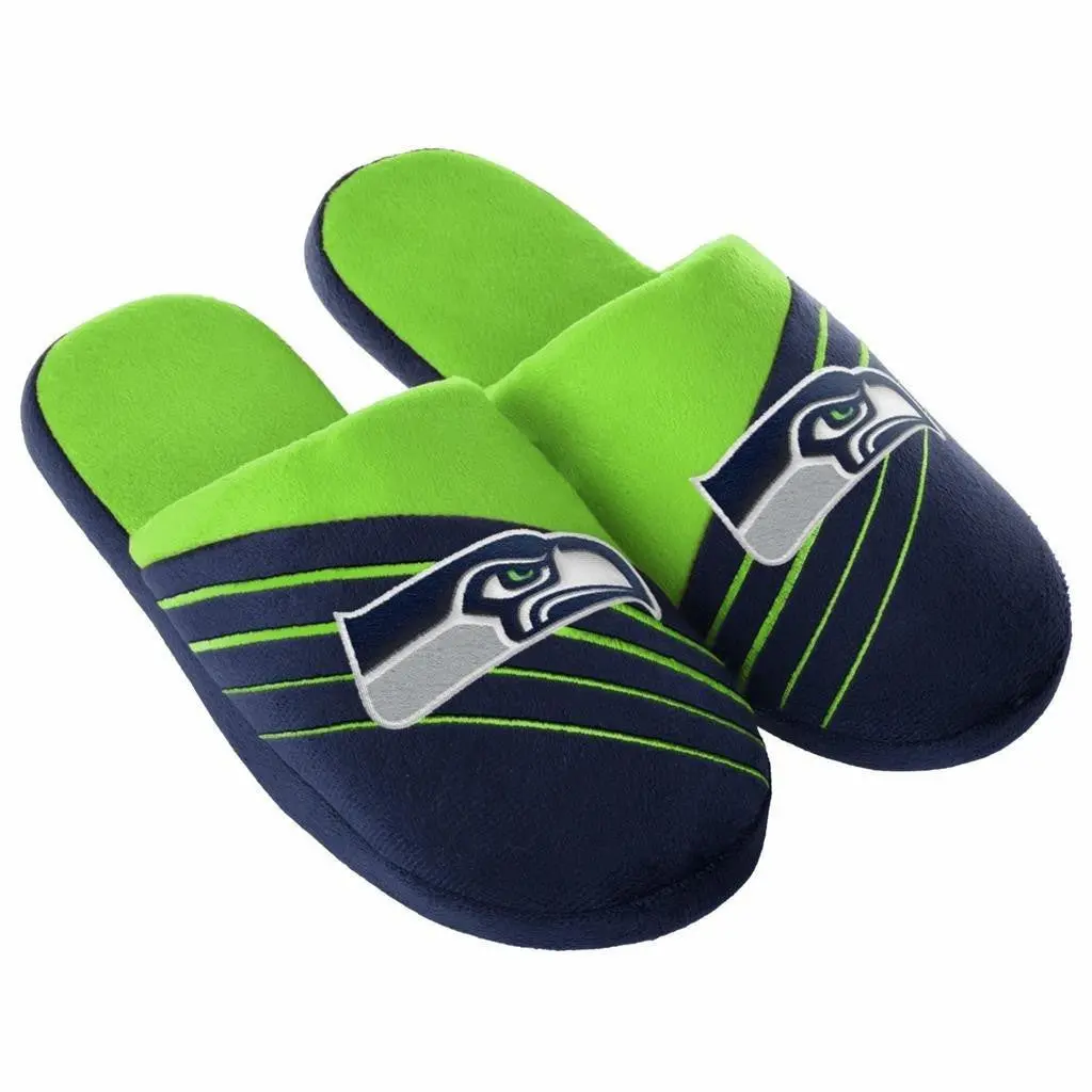 Nfl Seattle Seahawks Stripe Slippers (Men's L - 11-12 Us) 1