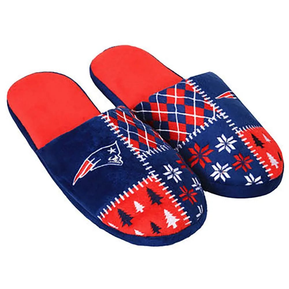 Nfl New England Patriots Ugly Xmas Slippers (Men's L - 11-12 Us) 1