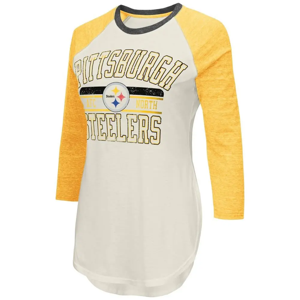 Nfl Pittsburgh Steelers Women's Raglan Sleeve Shirt - S 1