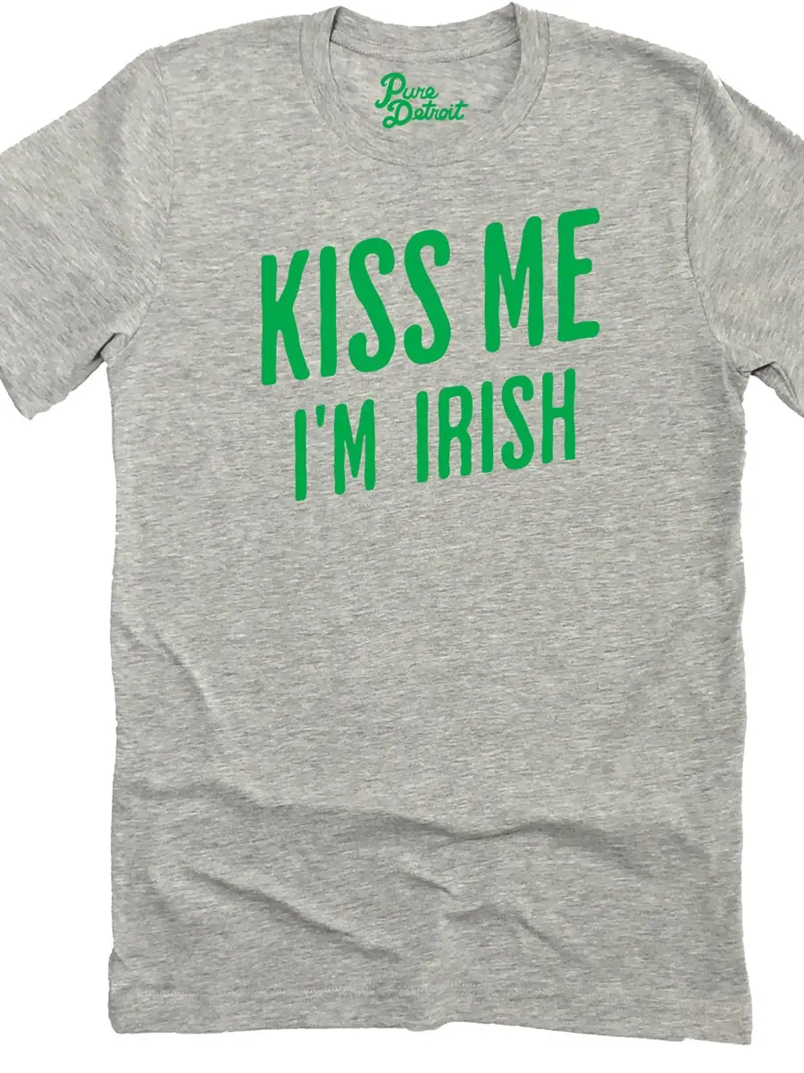 Kiss Me I'm Irish Premium Unisex T-Shirt - Athletic Gray / Irish Green 1