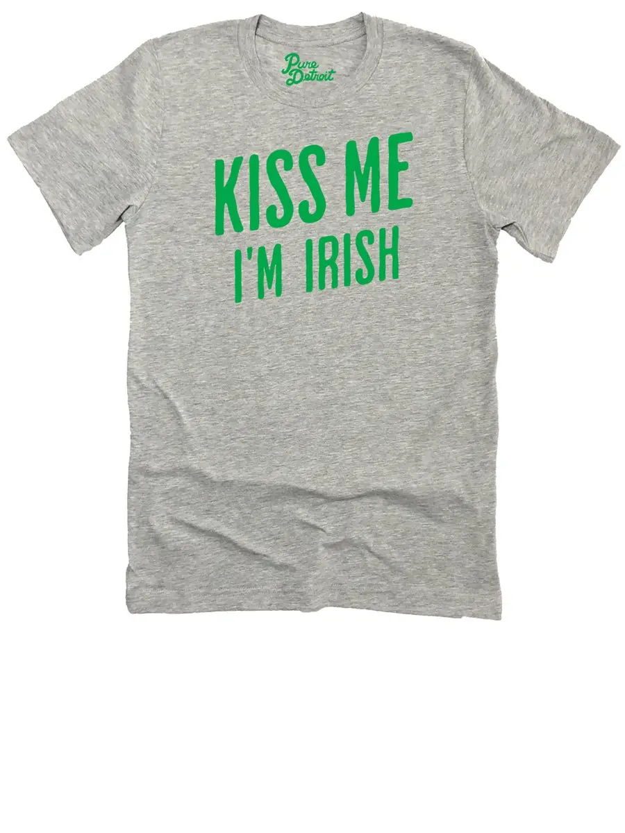 Kiss Me I'm Irish Premium Unisex T-Shirt - Athletic Gray / Irish Green 2